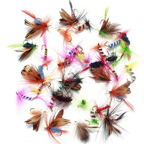 KKWEZVA 60pcs Lures Fly fishing Hooks Butter fly Insects Style Salmon Flies Trout Single Dry Fly Fishing Lure Fishing Tackle