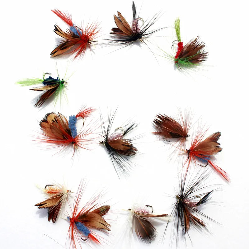KKWEZVA 60pcs Lures Fly fishing Hooks Butter fly Insects Style Salmon Flies Trout Single Dry Fly Fishing Lure Fishing Tackle