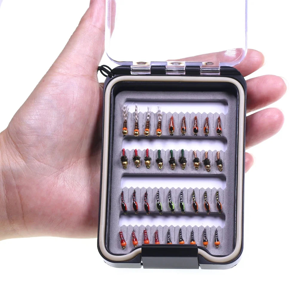 36pcs Fly Fishing Flies Kit Fly Fishing Gear Assortment Epoxy Buzzer Nymph Fly Perdigone Nymphs Trout Bass Fishing Lure Baits