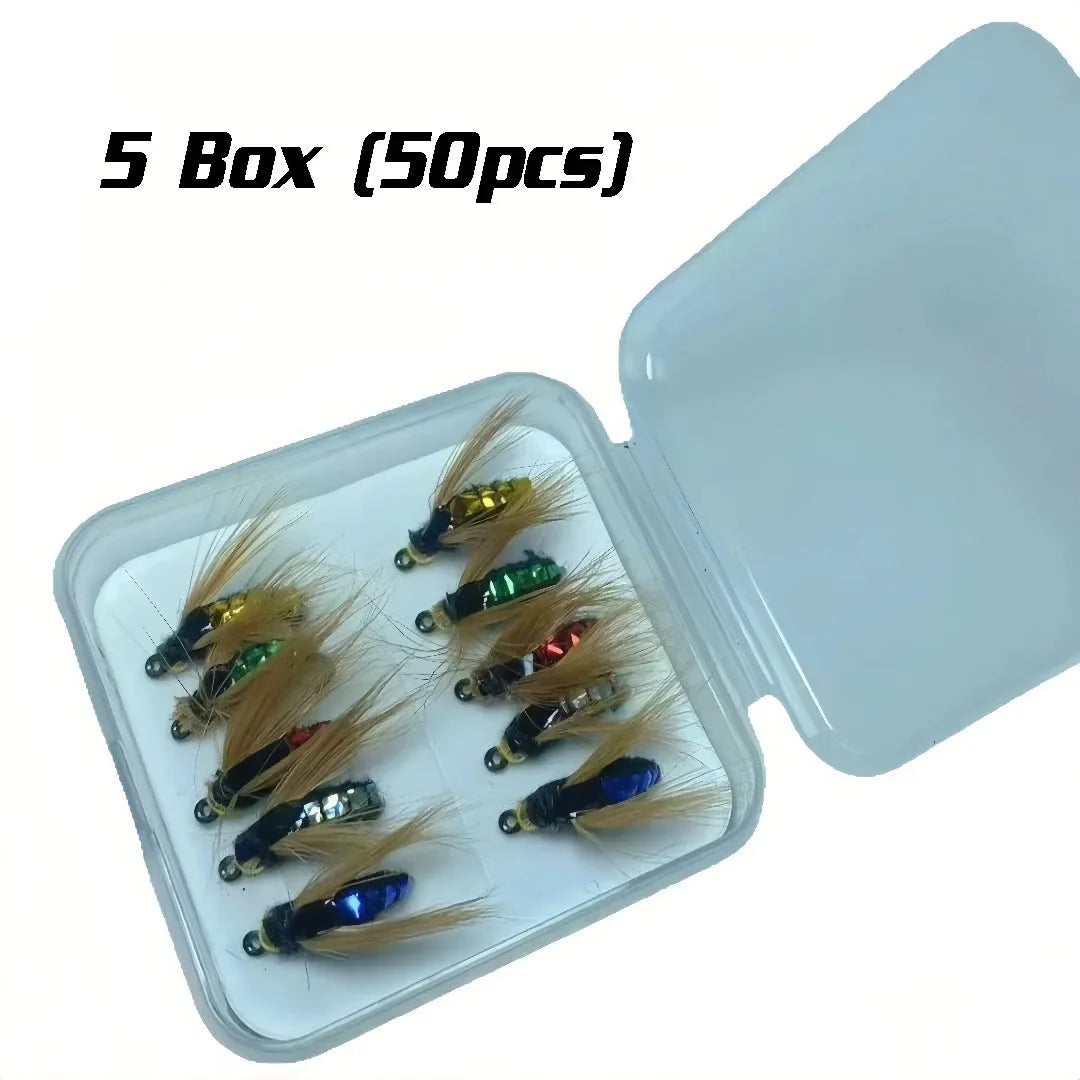 Flies Fly Fishing Lure 10/ 30/50Pcs Fishing Handmade Lures Assortment with Artificial Bait Hooks for Bass Trout Salmon