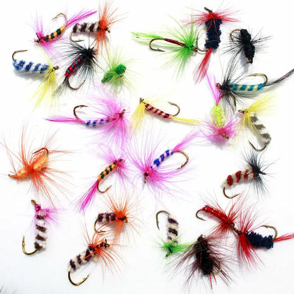KKWEZVA 60pcs Lures Fly fishing Hooks  Butter fly Insects Style Salmon Flies Trout Single Dry Fly Fishing Lure Fishing Tackle