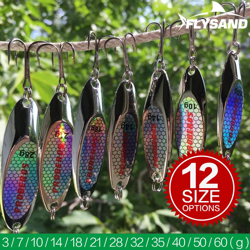 FLYSAND Hard Bait Silver Spoon Jigging Lure Metal Hooks Tackle Casting Blade Spinner Trolling Spoons Spinner Fishing Lures Bait