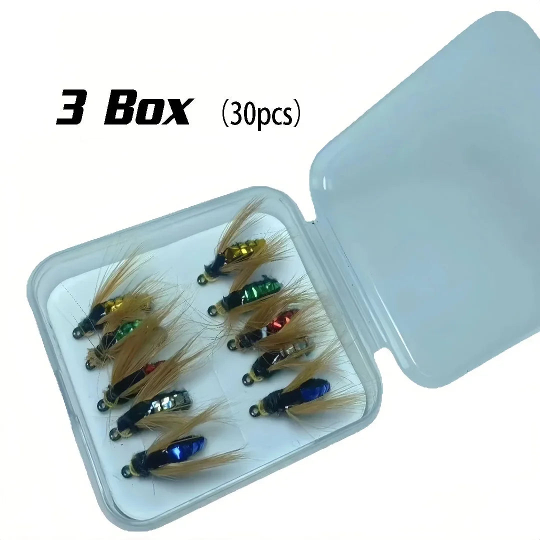 Flies Fly Fishing Lure 10/ 30/50Pcs Fishing Handmade Lures Assortment with Artificial Bait Hooks for Bass Trout Salmon