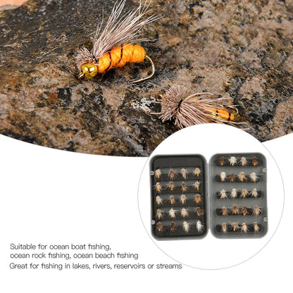 Fly Lure, 40pcs Fly Fishing Lure Artificial Bait Fly Lures Insect Lures with Hook Fishing Accessory