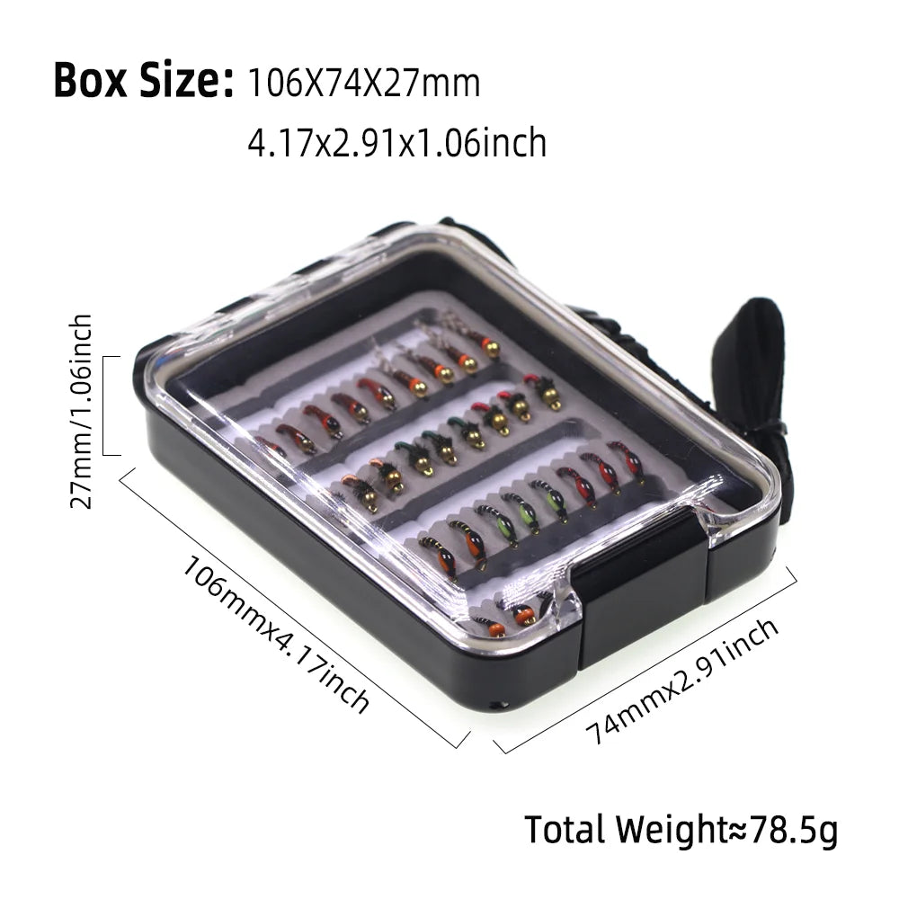 36pcs Fly Fishing Flies Kit Fly Fishing Gear Assortment Epoxy Buzzer Nymph Fly Perdigone Nymphs Trout Bass Fishing Lure Baits
